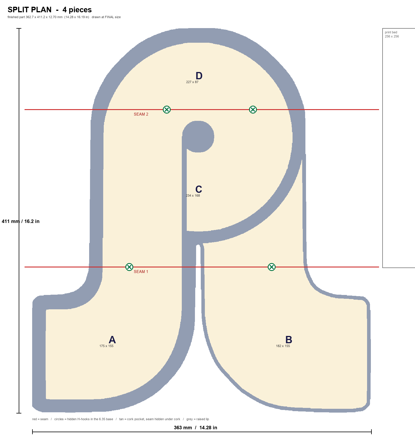 Corkboard Logo Plaque — CAD render